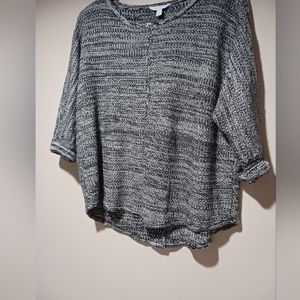 Final $5 3/$12 "Boutique" "Short Sleeve Knit  Sweater" Sz. 1X Black /White.